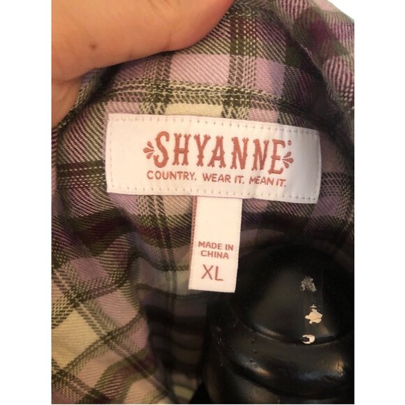 Shyanne Unique Accent Purple Western Cowgirl Long Sleeve Button Down Shirt Sz XL - Picture 15 of 16
